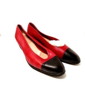 Salvatore Ferragamo women leather pumps Red / Black Size 9 B Italy